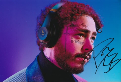 Signed POST MALONE 12"X8" Photo Rockstar Stoney Genuine Signature PROOF/COA Cover