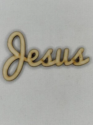Corte láser personalizado sin terminar mayúsculas forma de Jesús madera artesanía recorte Foto 1 de 2