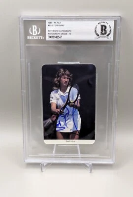STEFFI GRAF signed autographed 1987 FAX PAX ROOKIE CARD RC BECKETT 10 (BAS) GOAT - Image 1 of 2