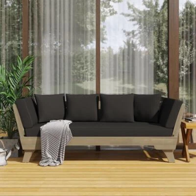 Nuevo sofá cama convertible de exterior de suelo de acacia negro duradero Foto 1 de 4