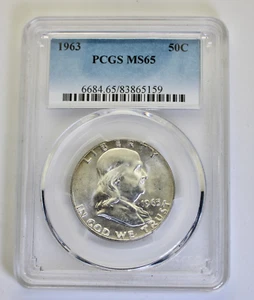 1963 Franklin Half Dollar MS65 PCGS Blue Label - Picture 1 of 2