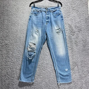 BDG High Rise Slim Straight Jeans Gr. 29x26 Distressed Raw Hem Y2K Blue Denim - Bild 1 von 8