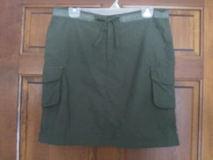 COLUMBIA Womens Skirt Sz M Army Olive Green Nylon Cargo Pockets Hiking - Picture 1 of 6