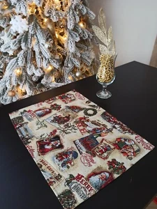 Tapices de mesa de Navidad tapiz de Santa retro dorados tapetes de mesa tapices de vacaciones - Imagen 1 de 3