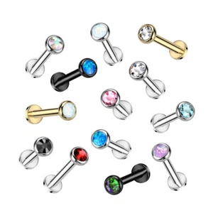 IMPLANT GRADE TITANIUM Flat Gem Internally Threaded Earring Flat Back G23 16g - Picture 1 of 15