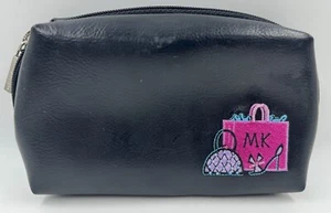 Vtg Mary Kay Black Faux Leather Make Up Cosmetic Bag Never Used Inside Pockets - Picture 1 of 7