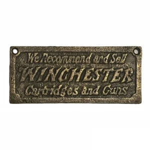 Winchester Cartridges & Guns Cast Iron Door Plaque Sign - New - Picture 1 of 1