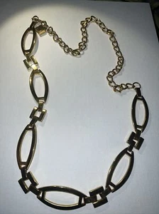 Square Oval Link Chain Belt Boho Hippie Gold Tone Metal Adjustable D-14 - Picture 1 of 3