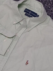 Ralph Lauren Yarmouth 100% Cotton Oxford Button Down Shirt 16.5 32/33 Green - Picture 1 of 12
