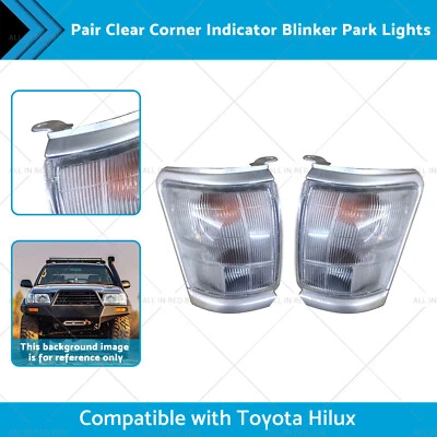 Pair Clear Corner Indicator Blinker Park Lights Suitable for Toyota Hilux 97-01 - image 1 of 4