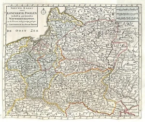 Antique map, POLAND, Nieuwe Kaart van t’ Koninkryk Poolen, Tirion, 1733 - Picture 1 of 1