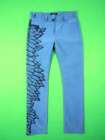 JITROIS Jean Claude Jitrois Womens 36 Pants Jeans Blue Embroidered Leather Patch