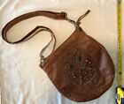 Owl Boho Brown Bag Soft Faux Leather Bronze Embellished Messenger Crossbody Cute