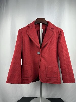 Blazer Anne Klein Mujer 4 Rojo Manga Larga Negocios Oficina Bolsillo Formal Trabajo Top Foto 1 de 4