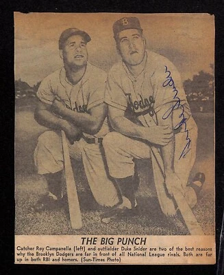 Duke Snider Signed Newspaper Clipping Auto - Image 1 of 3