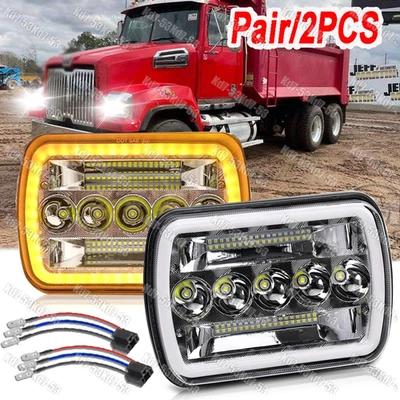 Par de faros LED HI-LO 5X7" 7x6 pulgadas para Western Star 4700SF 2012-2023 Foto 1 de 4