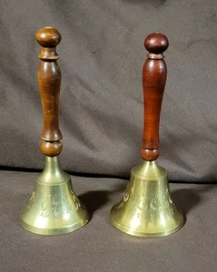 2 Vintage Brass Bells 7" India - Picture 1 of 16