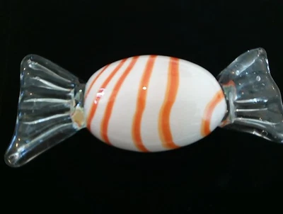 Caramelo envuelto en vidrio artístico soplado a mano vintage de Murano de 7" de largo Foto 1 de 4