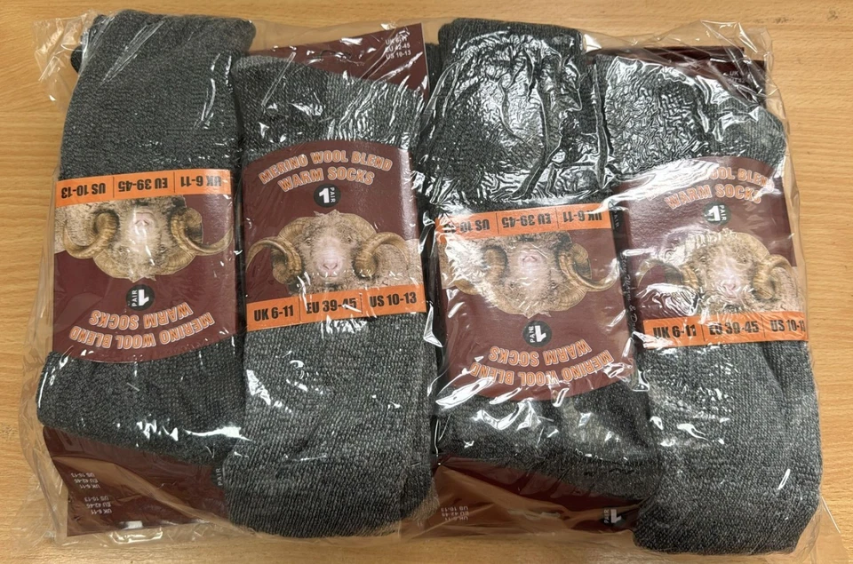 MK-ONESTOPSHOP 12 Pairs Men's Merino Wool Socks Outdoor Walking Work Boot Thermal Socks 6-11