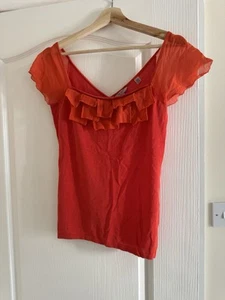 Ladies Ted Baker lovely Orange Top - Size 2 - Picture 1 of 3