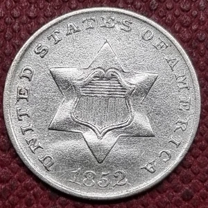 1852 Three Cent Piece 3c Silver Trime UNC UNCIRCULATED #92832 - Picture 1 of 2