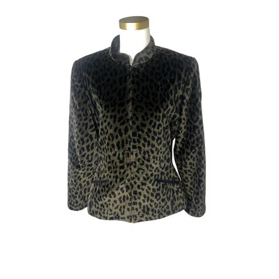 Chaqueta de terciopelo con estampado de leopardo Kasper & Company ASL talla 10 Foto 1 de 4