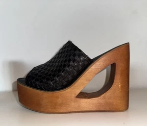 Zapatos de plataforma de tacón de madera con agujero de rosquilla talla 7 de colección de cuero Y2K años 90 Jeffery Campbell - Imagen 1 de 5