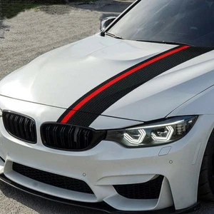 Car Rally Racing Strip Sticker Front Hood 5D Carbon Fiber Decal Accessories - Bild 1 von 12