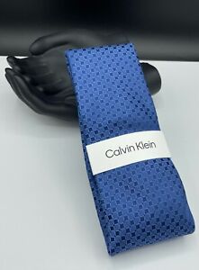Calvin Klein Men's Silk Blend Tie ~ BLUE ~ Geometric ~ Slim ~ MSRP $69.50