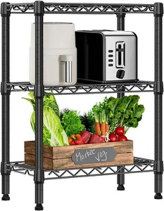 3 Tier Metal Wire Shelving Rolling Organizer Wire Carbon Steel Rack With Wheels - Picture 1 of 9