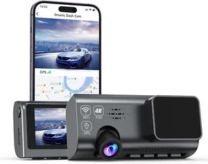 Cámara de tablero 4k frontal, carros de tablero de instrumentos Smánicos construidos WiFi GPS 3,16"" IPS registro de tablero de automóvil - Imagen 1 de 9