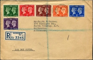 1940 Centenario del Reino Unido de Estampillas de Correo Conjunto de 6 Direccionadas Reg FDC a Melbourne GC - Imagen 1 de 1