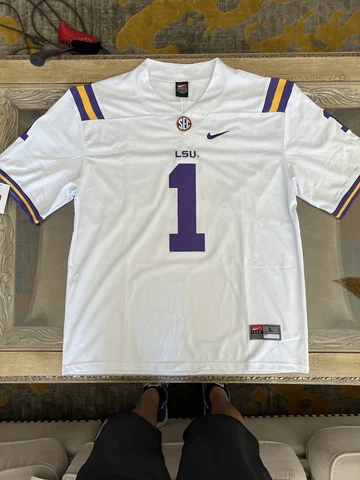 JaMarr Chase Jersey NEW Mens Large White LSU Tigers Bengals Cover