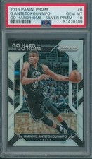 2016/17 Panini Prizm Go Hard/Home Silver Prizm #6 Giannis Antetokounmpo PSA 10
