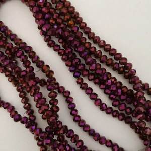 48pcs 6mm Purple Metallic Electroplated Glass Rondelle Beads AUS E110 - Picture 1 of 4