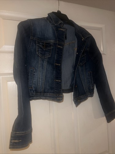 VETEMENTS Giacca jeans denim cropped Maurices taglia S manica lunga blu scuro
