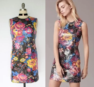 Vestido Diane Von Furstenberg DVF Lentejuelas Reloj de Arena Cóctel Fiesta Cuentas Florales Nuevo con Etiquetas Foto 1 de 4