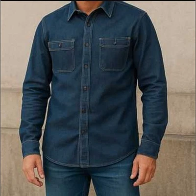 Blake Shelton Lands End Mens Denim Button Up Shirt 3XL Shacket Western Heritage - Image 1 of 4