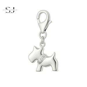 925 Sterling Silver Scottie Dog Clip On Charm Lobster Clasp for Bracelets - Picture 1 of 2