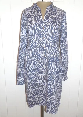 Vestido LILLY PULITZER Azul Marino y Blanco Estampado Caballito de Mar Algodón Gasa l/s - S - Nuevo sin Etiquetas Foto 1 de 4