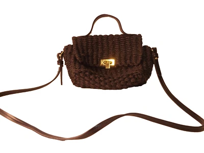 Zara Small Crossbody Paper Fiber Woven Black - Image 1 of 4