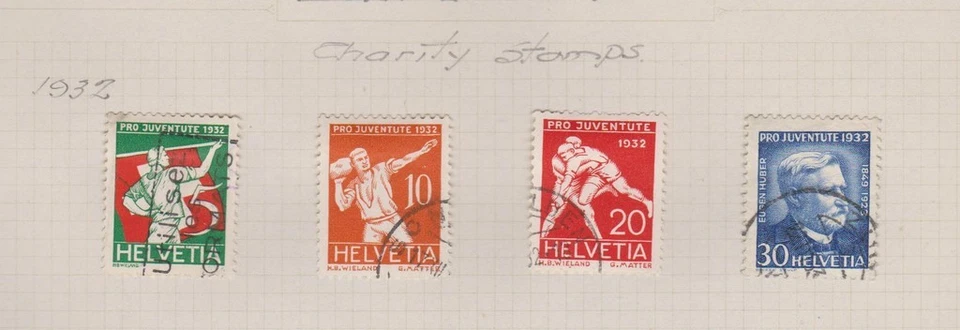 SWITZERLAND  Scott B61-4 1932 semi-postal set used - Image 1 of 1