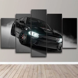 Dodge Challenger SRT Hellcat American Muscle Car 5 Piece Canvas Wall Art Print - Picture 1 of 4