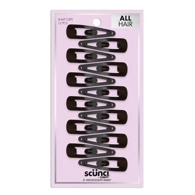 Scunci All Hair Metal Snap Clips, Black, 12-Count - Image 1 of 4