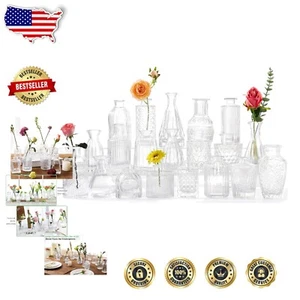 Assorted Mini Glass Vases Set of 20 - Unique Shapes for Floral Arrangements - Imagen 1 de 9