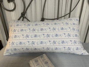 pair custom Rachel Ashwell Farmhouse KING shams blue floral ticking stripe roses - Picture 1 of 8