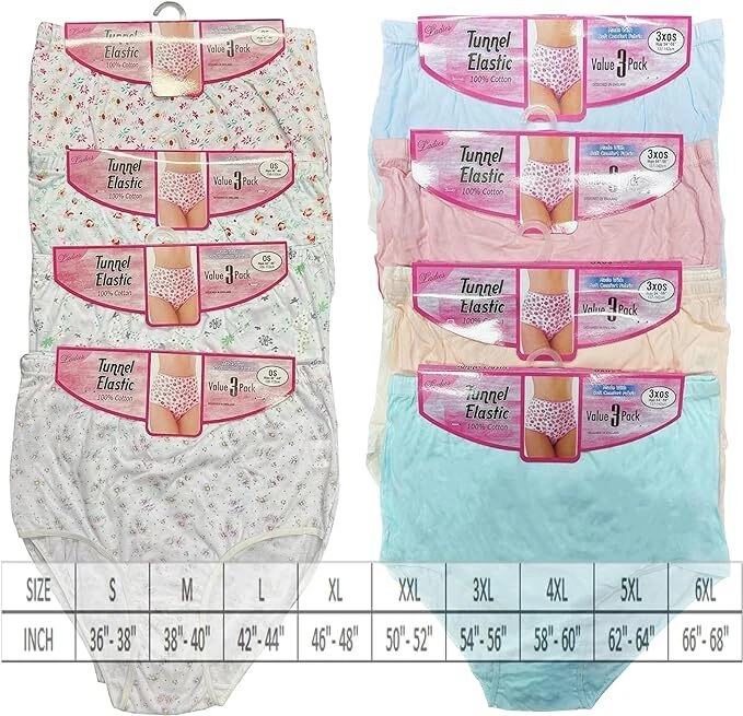 NUEVOS CALZONCILLOS DE MUJER SEÑORA PASTEL COMPLETO 100% ALGODÓN SUAVE CONFORT TALLA GRANDE MULTI Foto 1 de 4