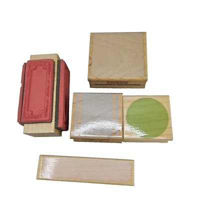 Lote de 5 formas de bloque montadas en madera con marcos de fondo de sombra Foto 1 de 4