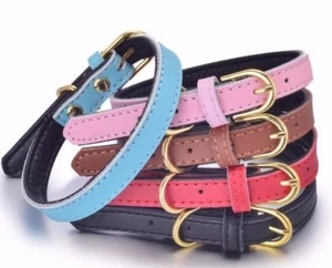 100% Genuine Leather Dog Pet Collar Soft Padded Comfortable Adjustable Quality - Picture 1 of 19