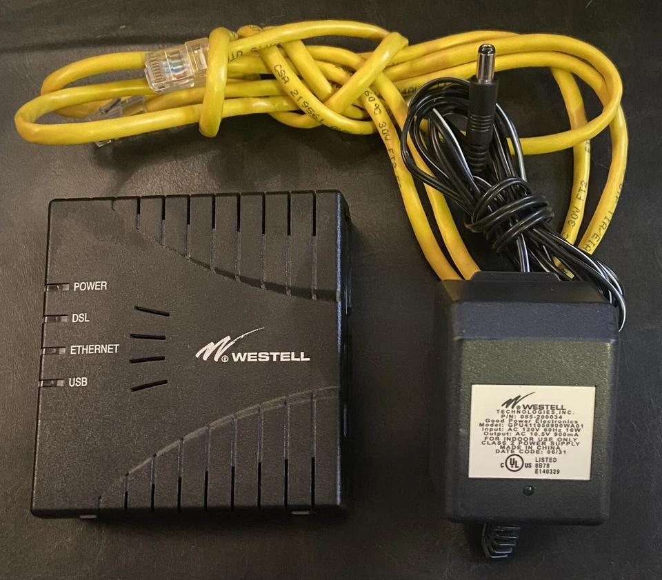 WESTELL DSL Router Modem Model E90-611010-06 With & AC Adapter & Ethernet Cable - Image 1 of 3